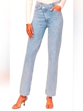 Abercrombie & Fitch '90s Straight Ultra High Rise Jean Criss Cross Waist 28 6